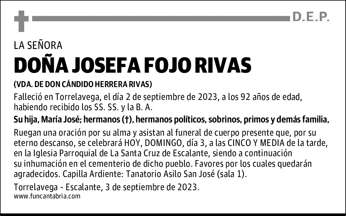 DOÑA JOSEFA FOJO RIVAS