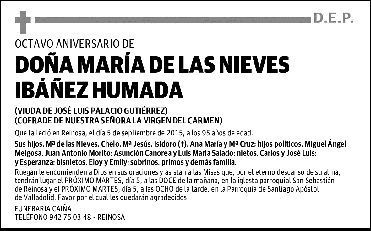 DOÑA MARÍA DE LAS NIEVES IBÁÑEZ HUMADA