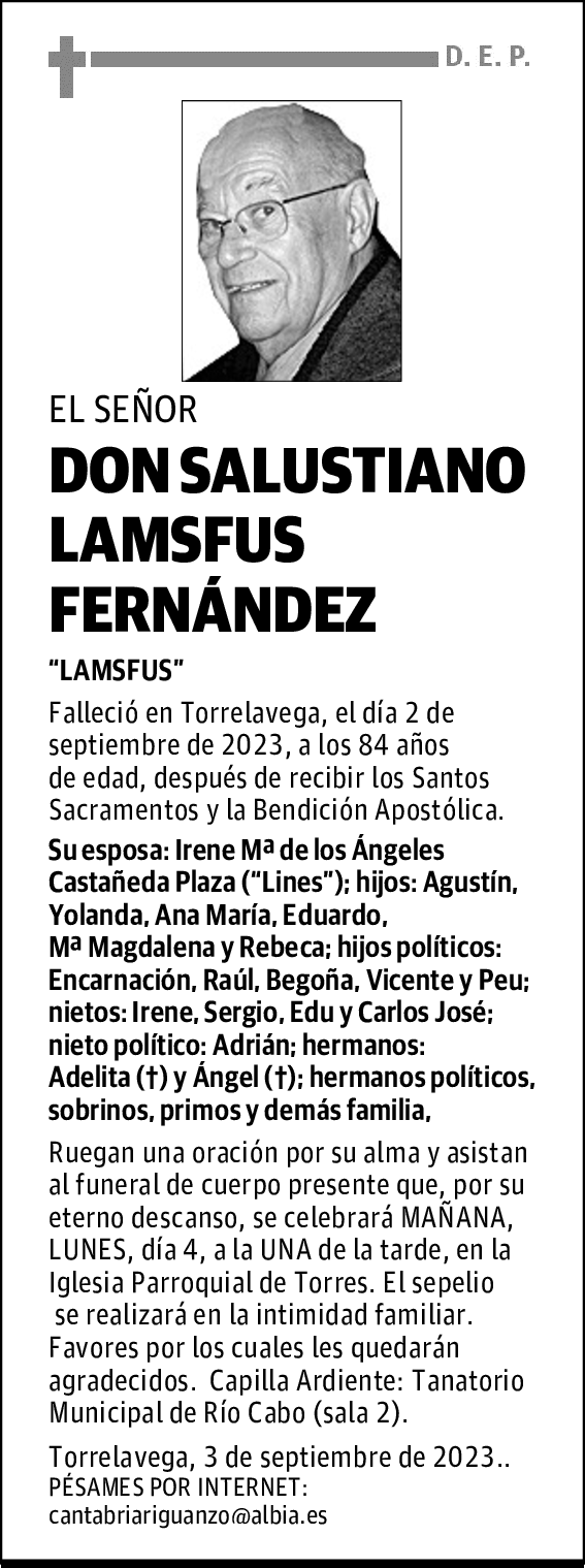 DON SALUSTIANO LAMSFUS FERNÁNDEZ
