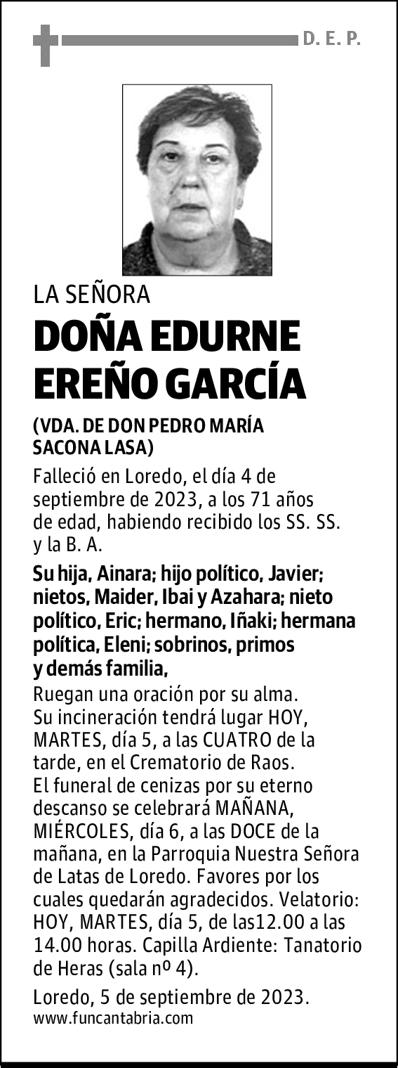 DOÑA EDURNE EREÑO GARCÍA