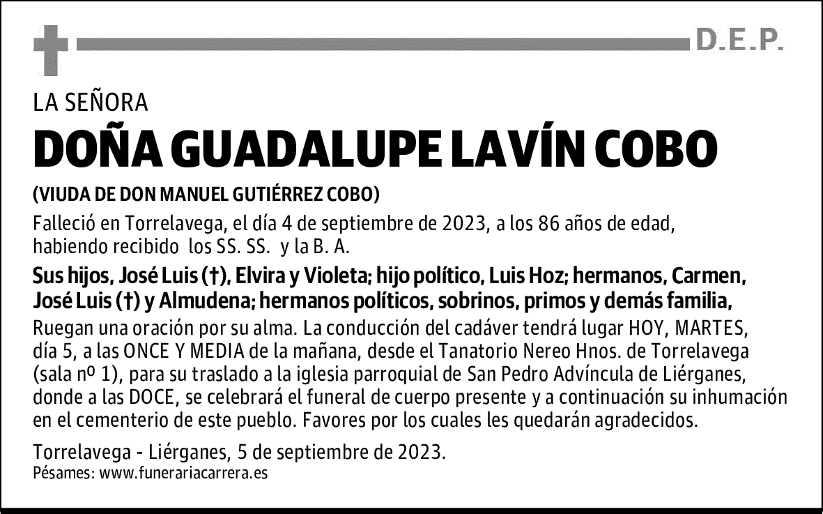 DOÑA GUADALUPE LAVÍN COBO