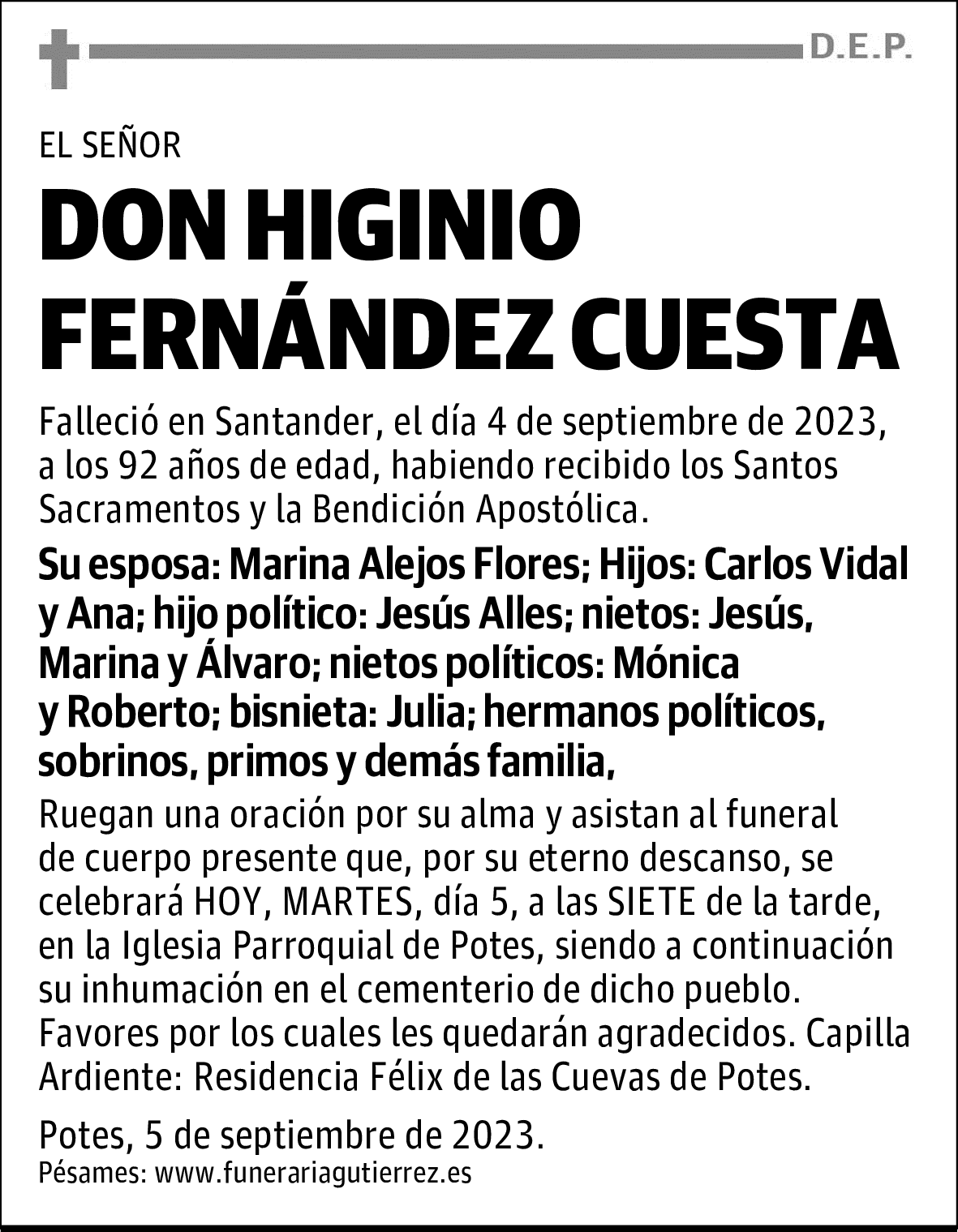 DON HIGINIO FERNÁNDEZ CUESTA