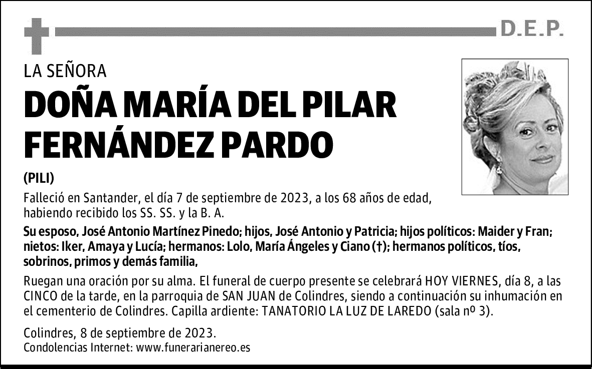 DOÑA MARÍA DEL PILAR FERNÁNDEZ PARDO