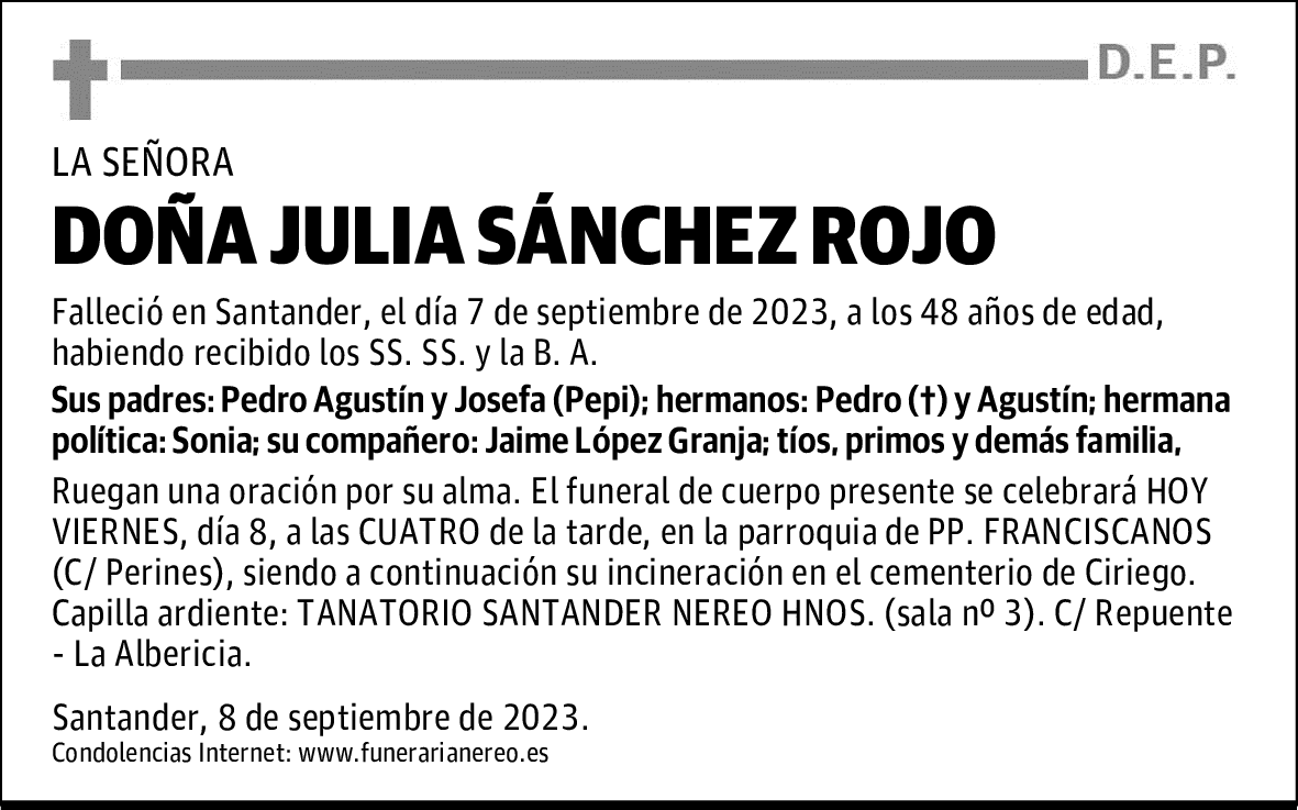 DOÑA JULIA SÁNCHEZ ROJO