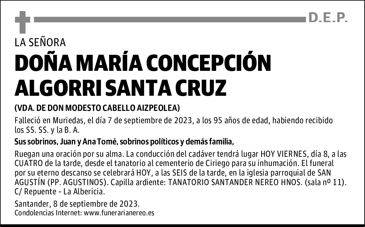 DOÑA MARÍA CONCEPCIÓN ALGORRI SANTA CRUZ