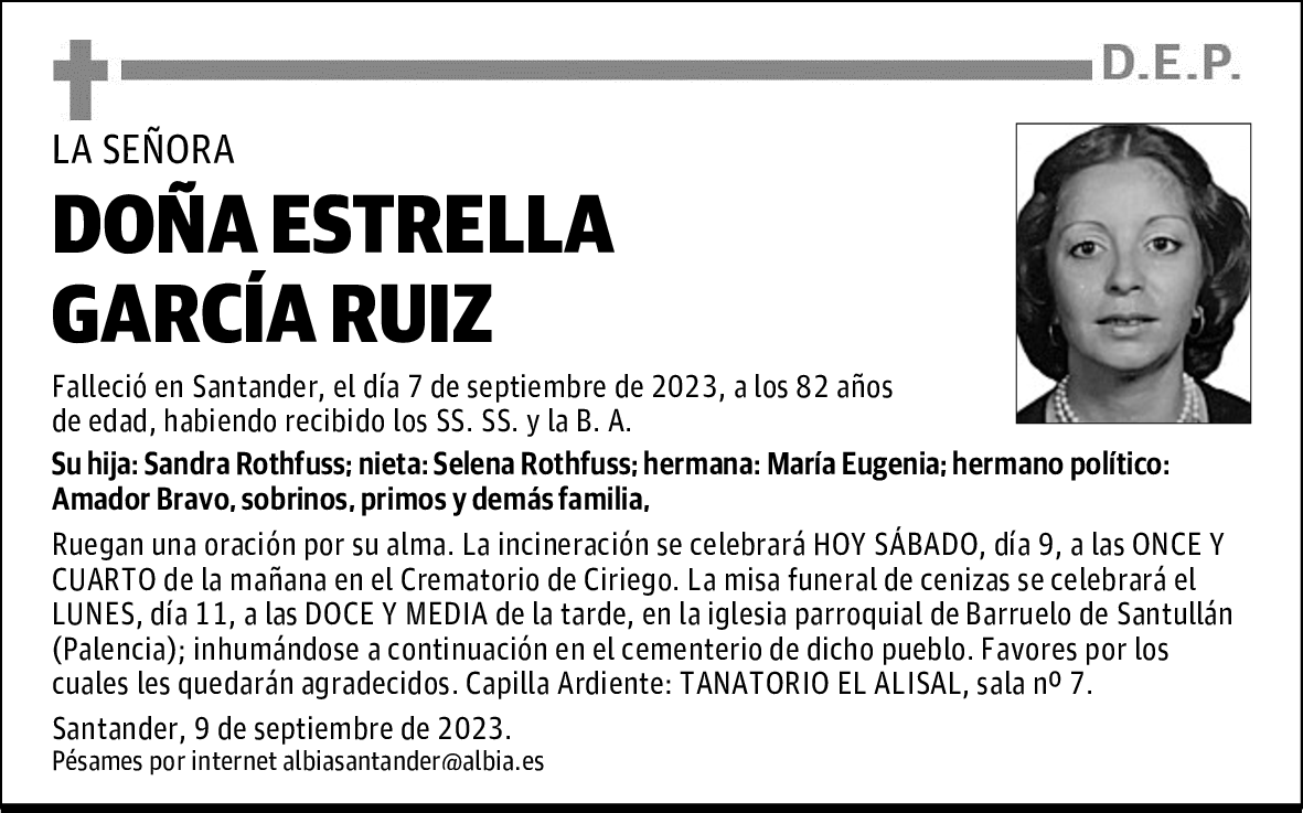 DOÑA ESTRELLA GARCÍA RUIZ