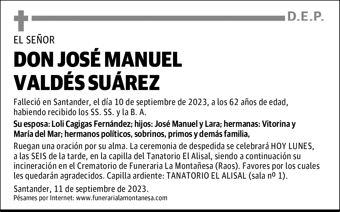 DON JOSÉ MANUEL VALDÉS SUÁREZ