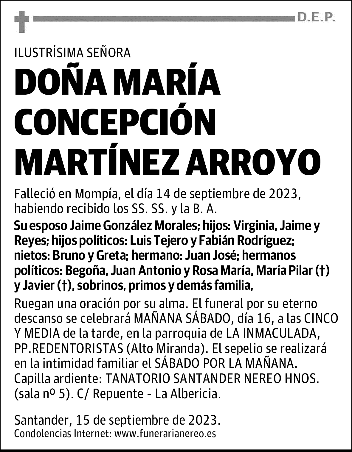 DOÑA MARÍA CONCEPCIÓN MARTÍNEZ ARROYO