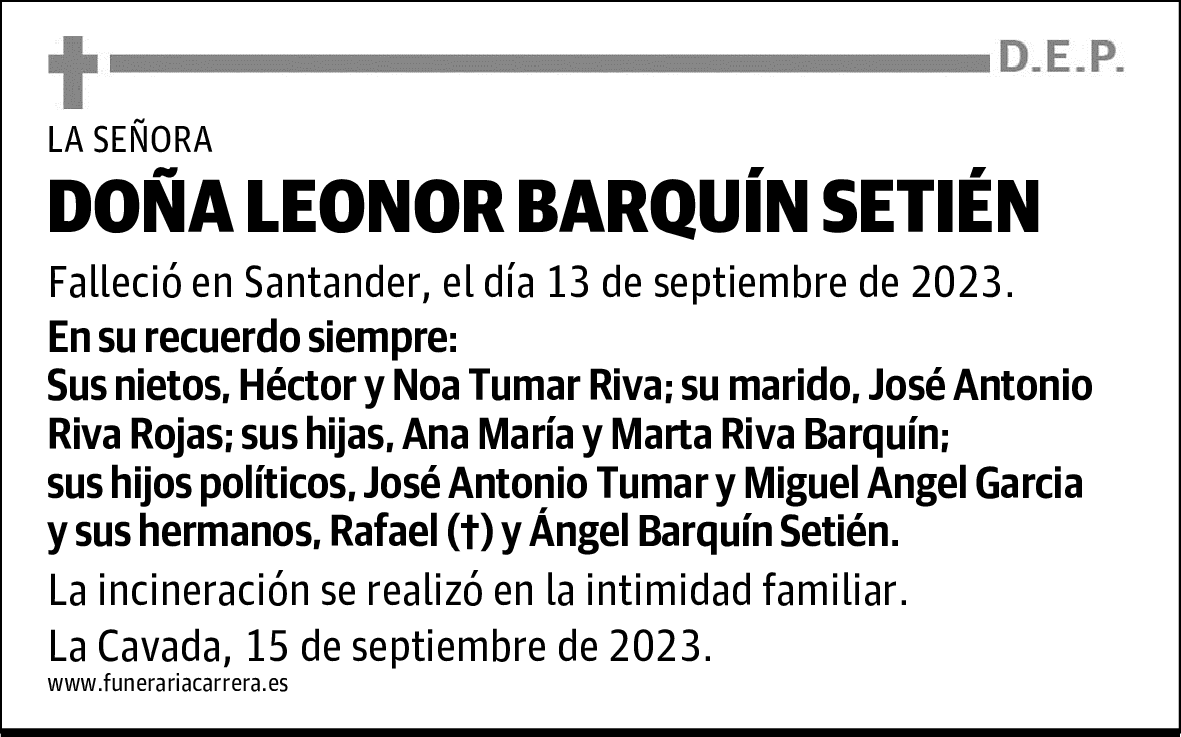 DOÑA LEONOR BARQUÍN SETIÉN