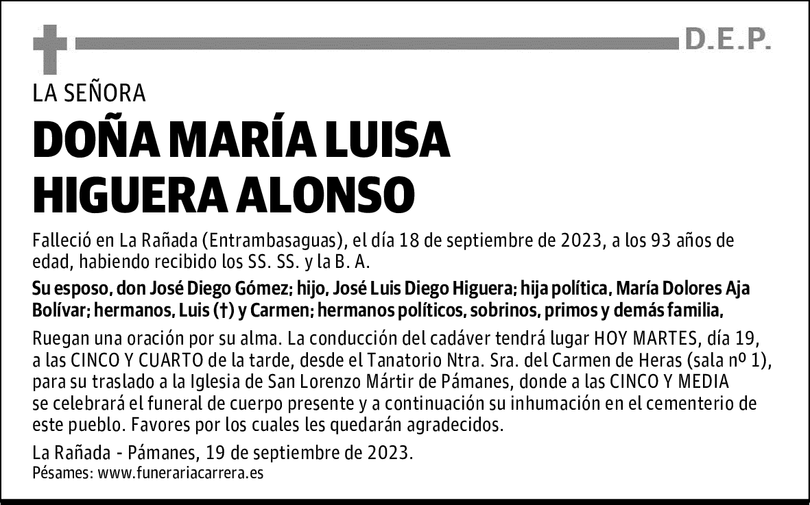 DOÑA MARÍA LUISA HIGUERA ALONSO