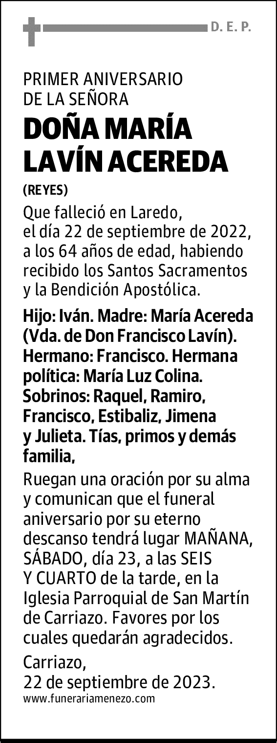DOÑA MARÍA LAVÍN ACEREDA