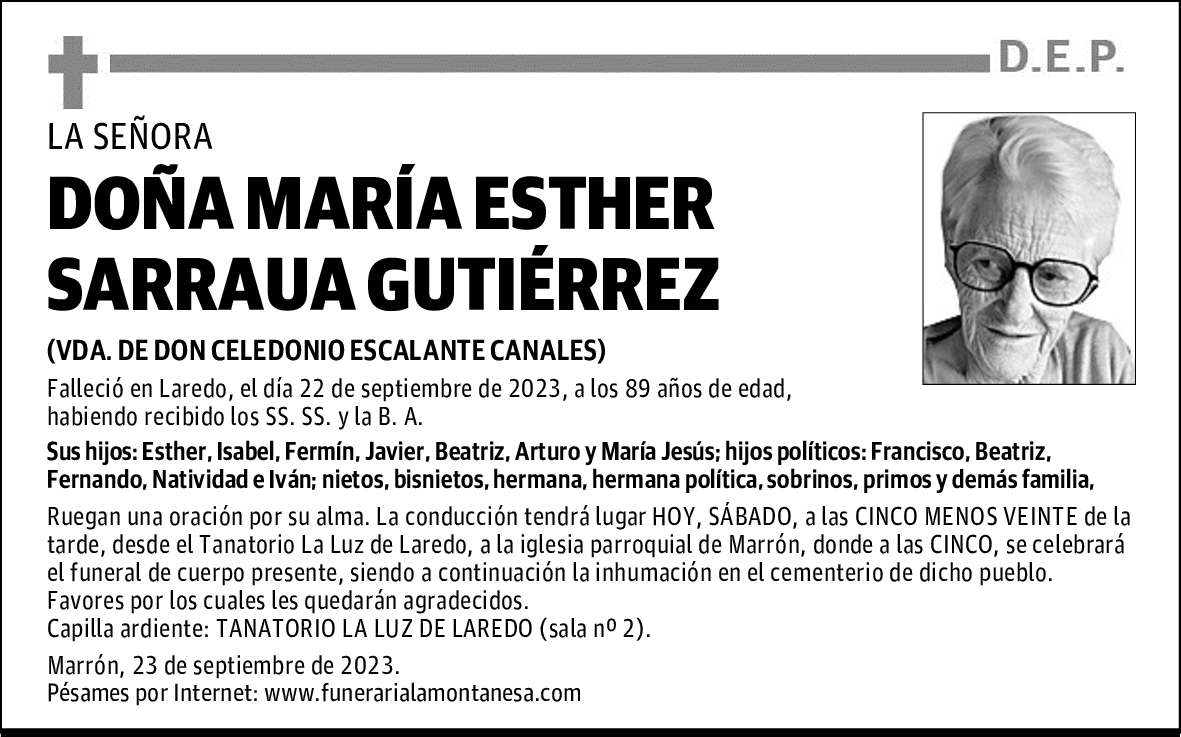 DOÑA MARÍA ESTHER SARRAUA GUTIÉRREZ