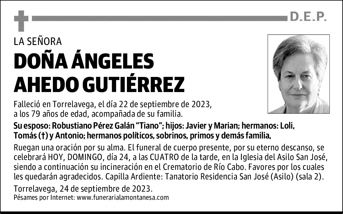 DOÑA ÁNGELES AHEDO GUTIÉRREZ