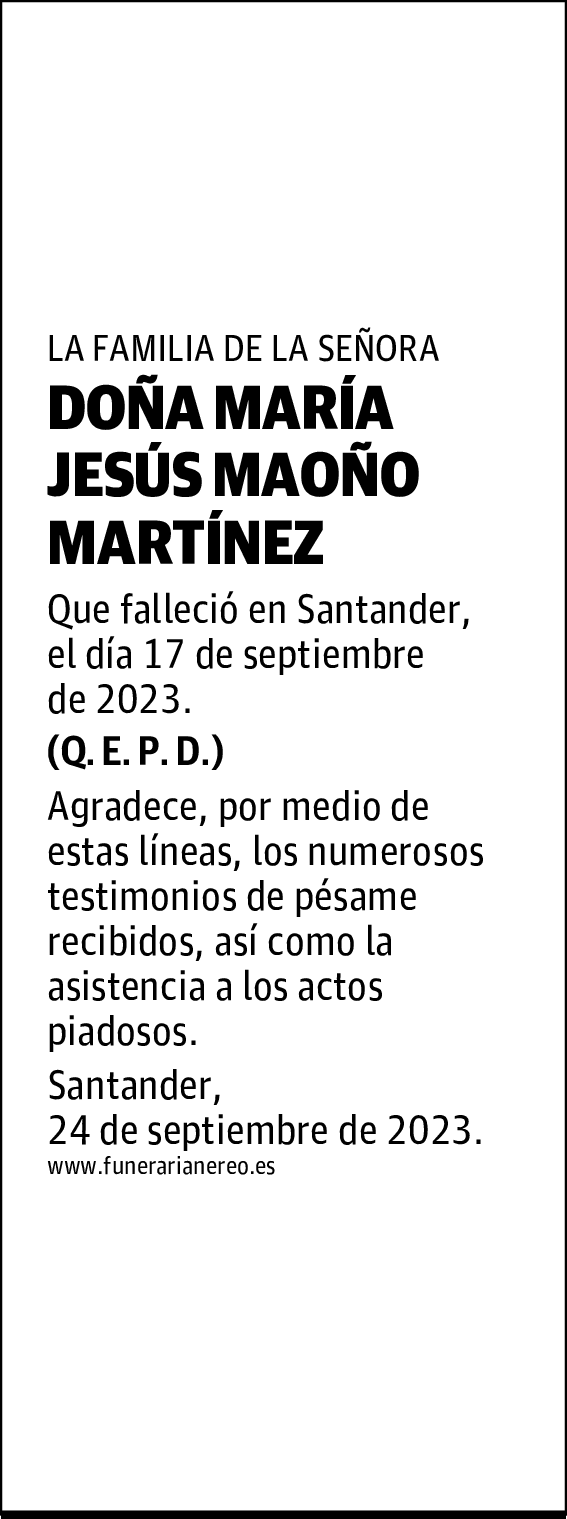 DOÑA MARÍA JESÚS MAOÑO MARTÍNEZ