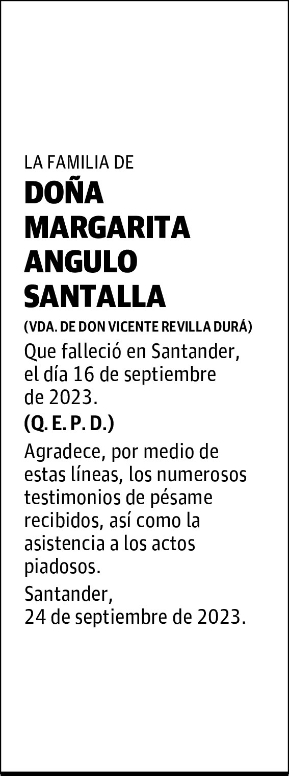 DOÑA MARGARITA ANGULO SANTALLA