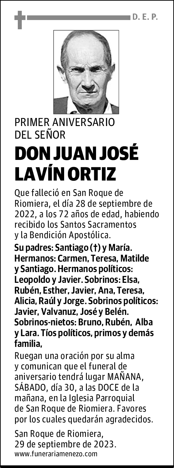 DON JUAN JOSÉ LAVÍN ORTIZ