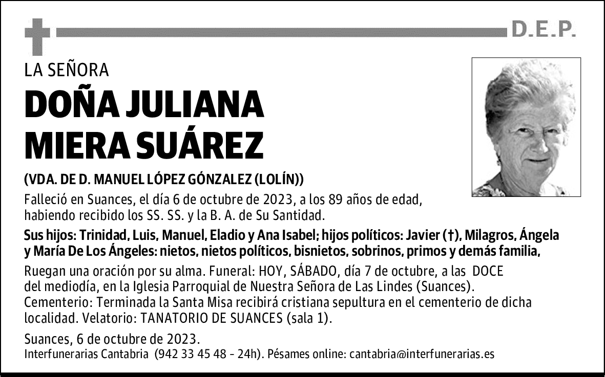 DOÑA JULIANA MIERA SUÁREZ