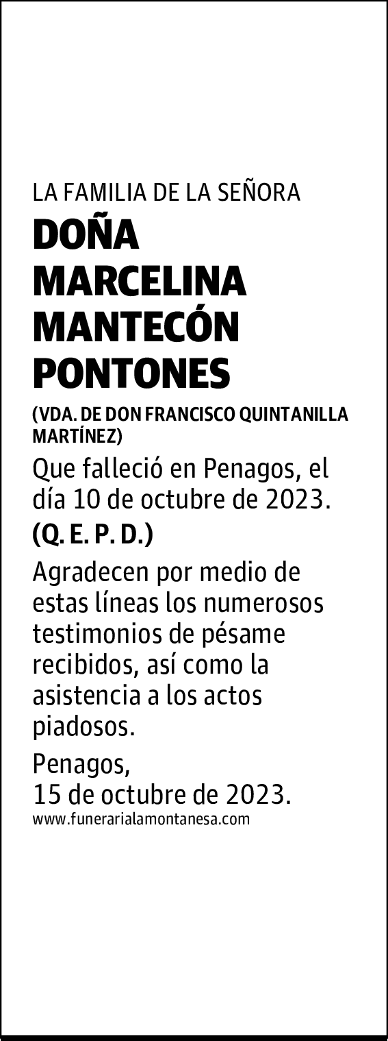 DOÑA MARCELINA MANTECÓN PONTONES