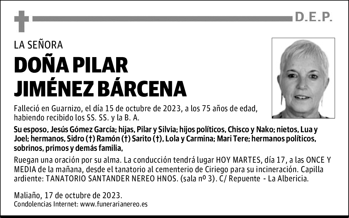 DOÑA PILAR JIMÉNEZ BÁRCENA