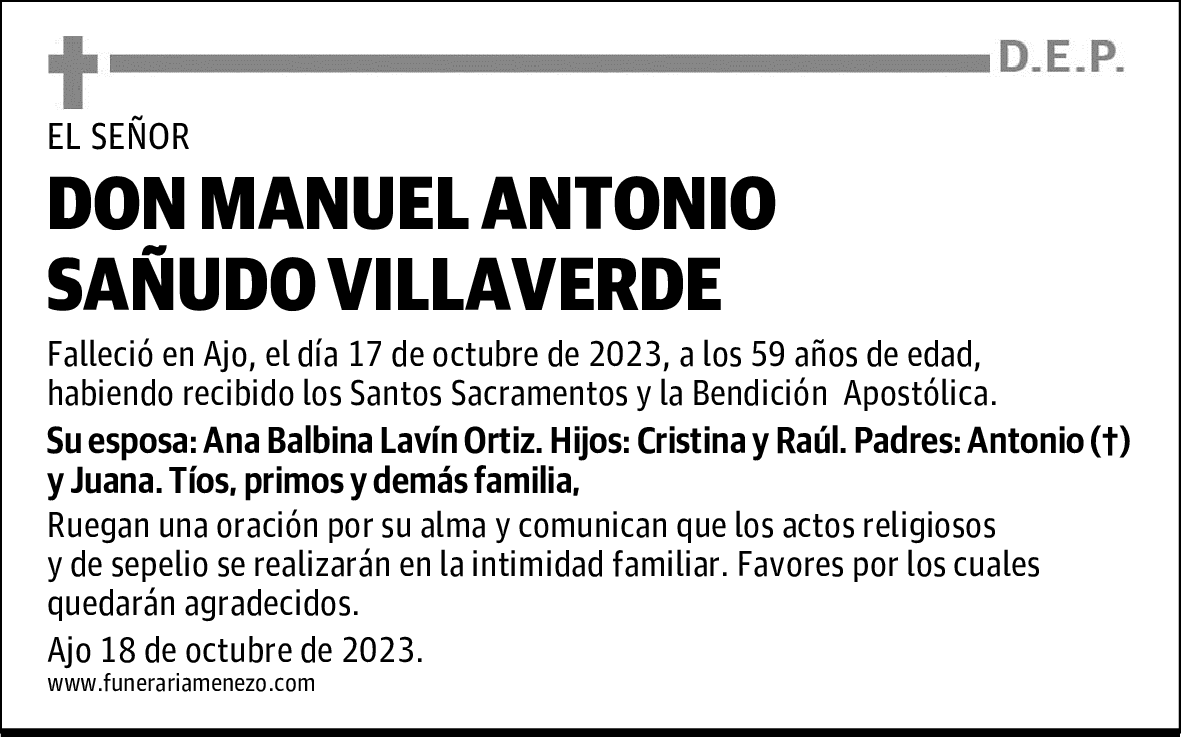 DON MANUEL ANTONIO SAÑUDO VILLAVERDE