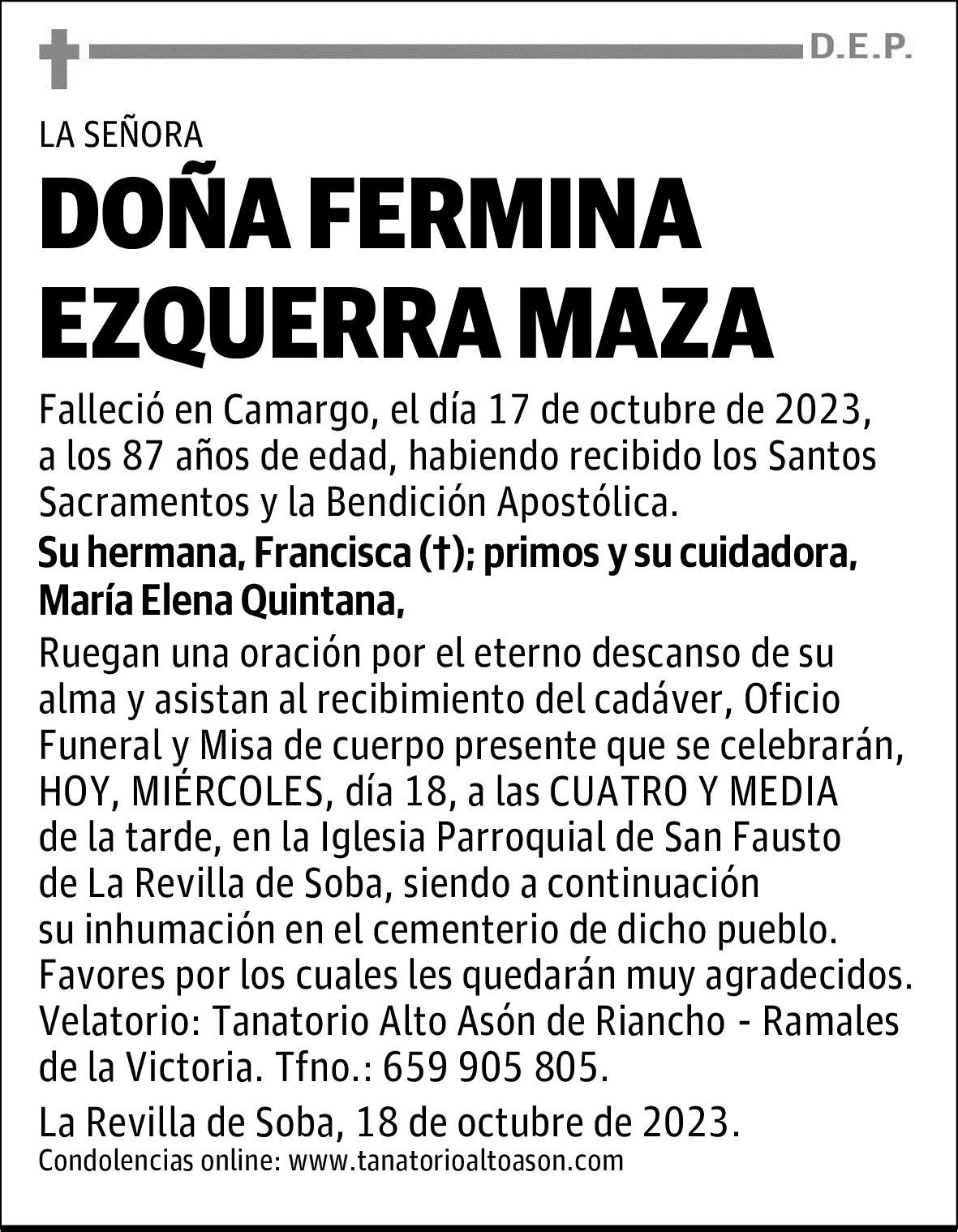 DOÑA FERMINA EZQUERRA MAZA