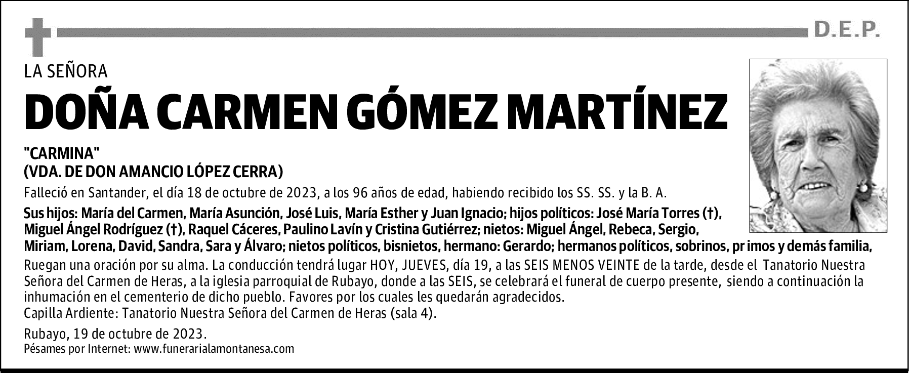 DOÑA CARMEN GÓMEZ MARTÍNEZ