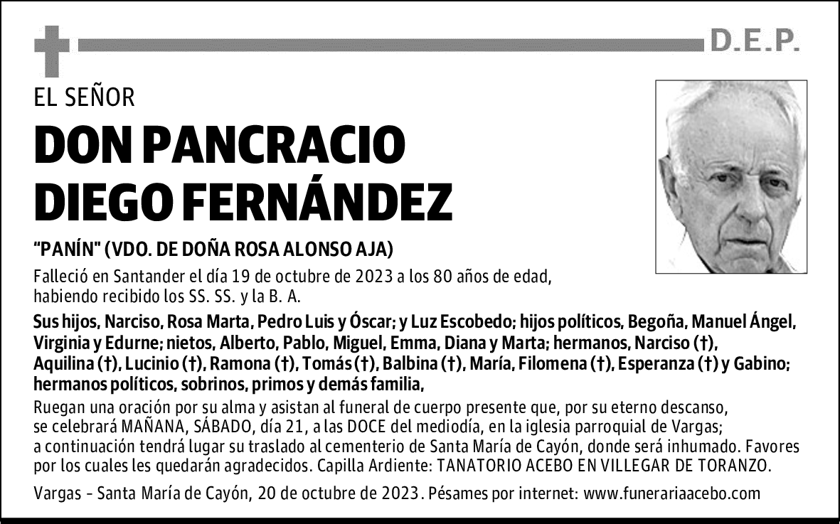 DON PANCRACIO DIEGO FERNÁNDEZ