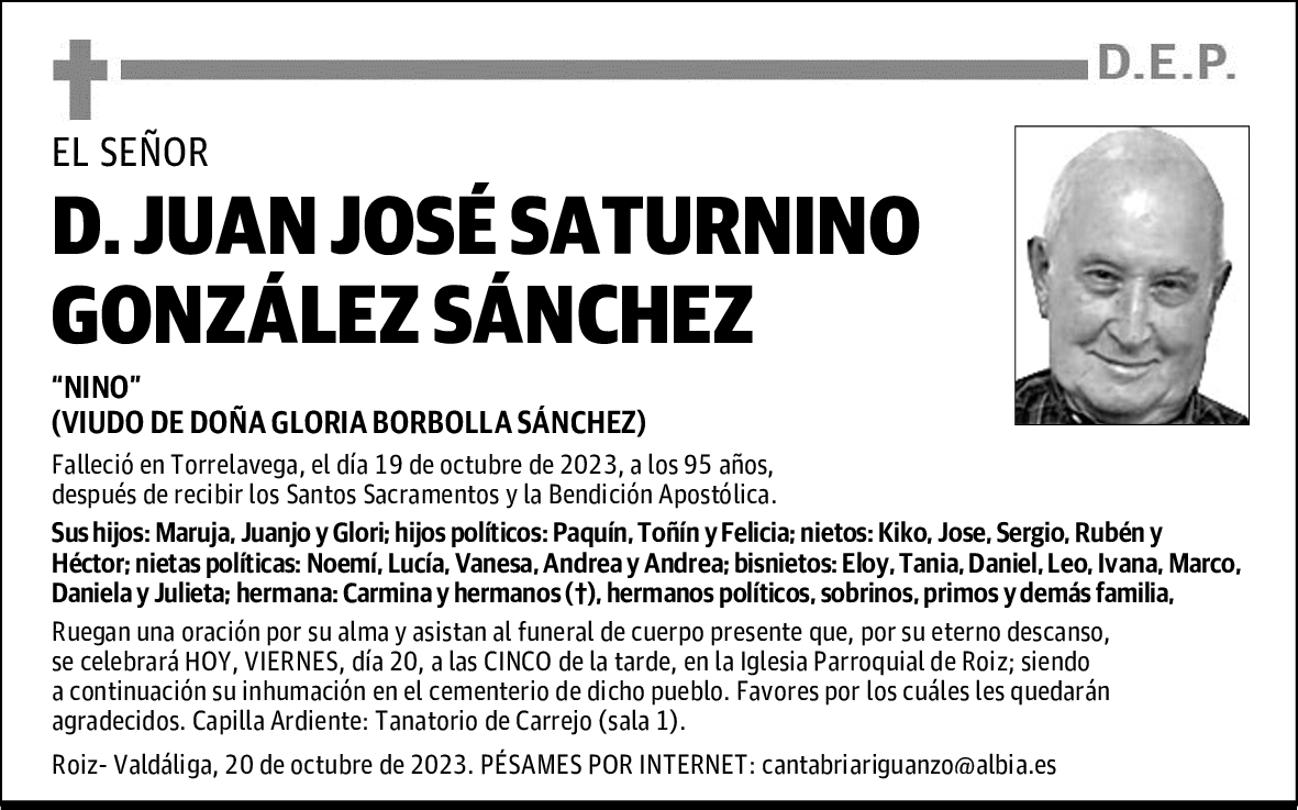 DON JUAN JOSÉ SATURNINO GONZÁLEZ SÁNCHEZ
