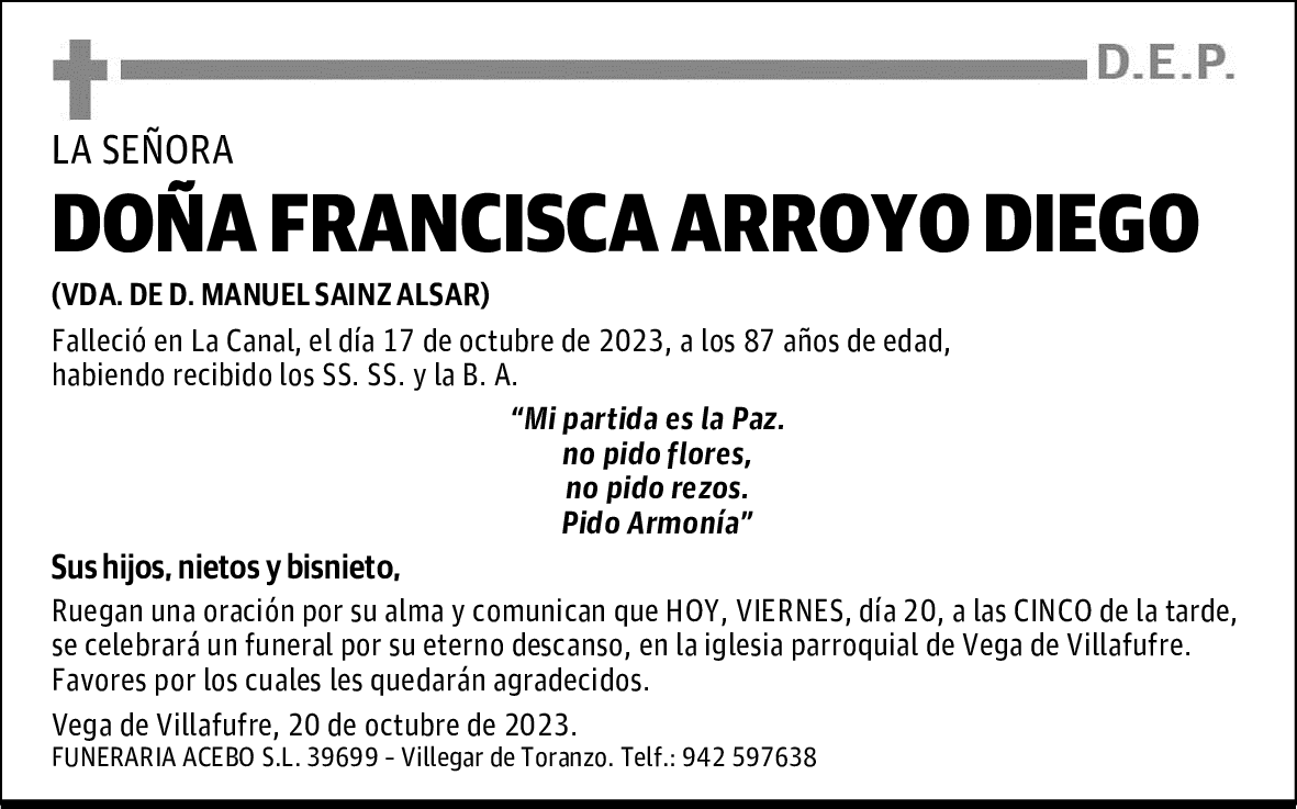 DOÑA FRANCISCA ARROYO DIEGO