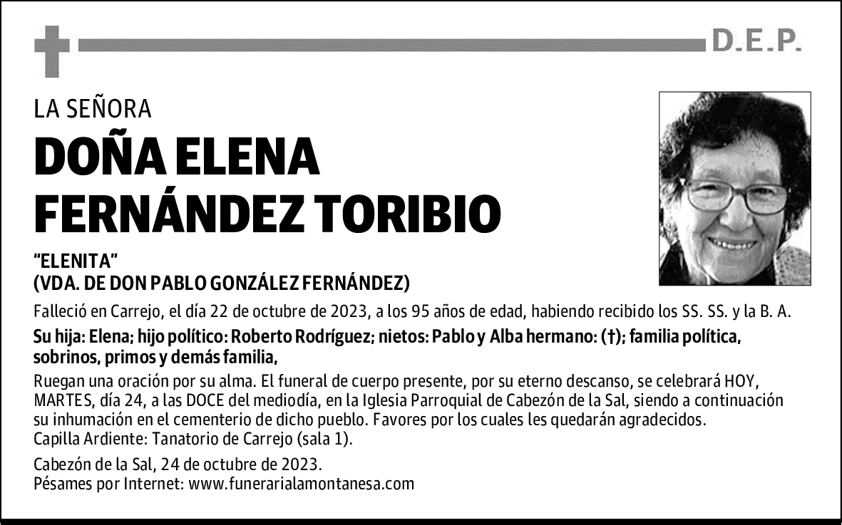 DOÑA ELENA FERNÁNDEZ TORIBIO