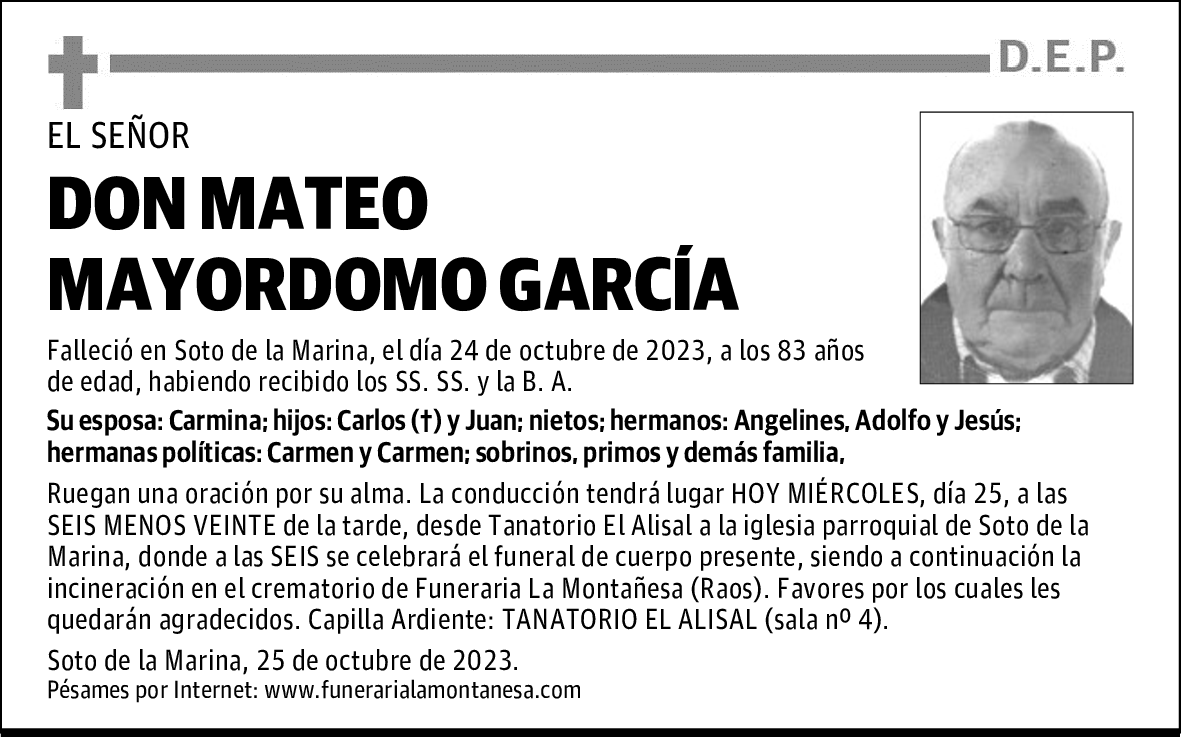 DON MATEO MAYORDOMO GARCÍA