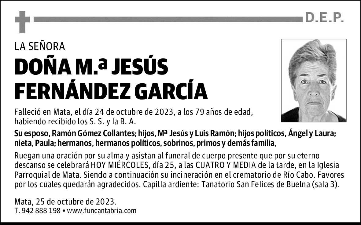 DOÑA M.ª JESÚS FERNÁNDEZ GARCÍA