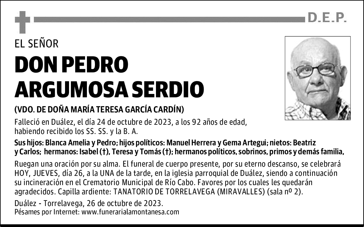 DON PEDRO ARGUMOSA SERDIO
