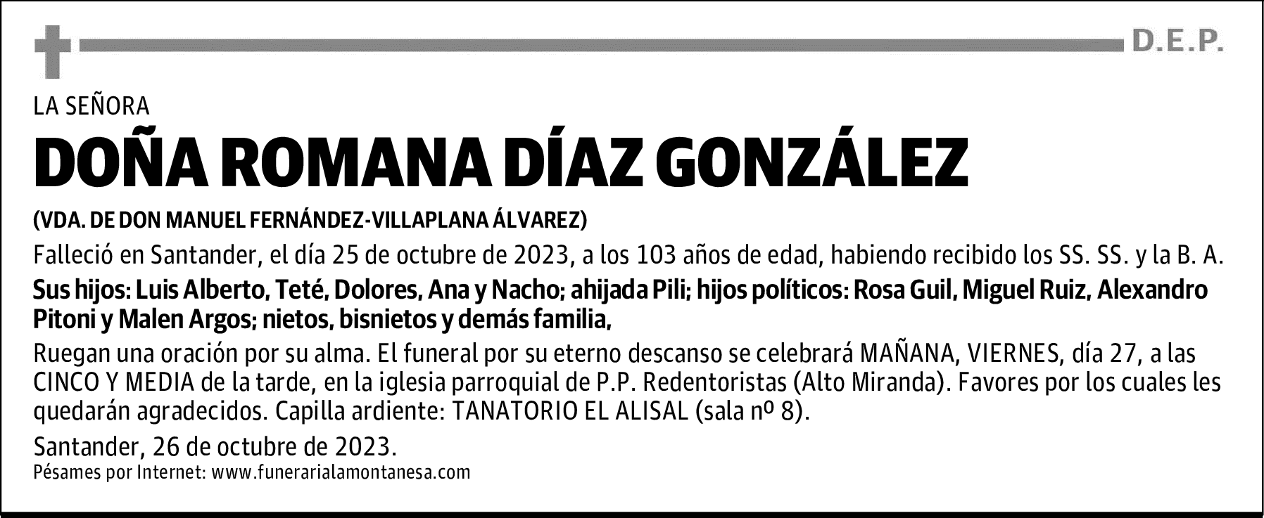 DOÑA ROMANA DÍAZ GONZÁLEZ