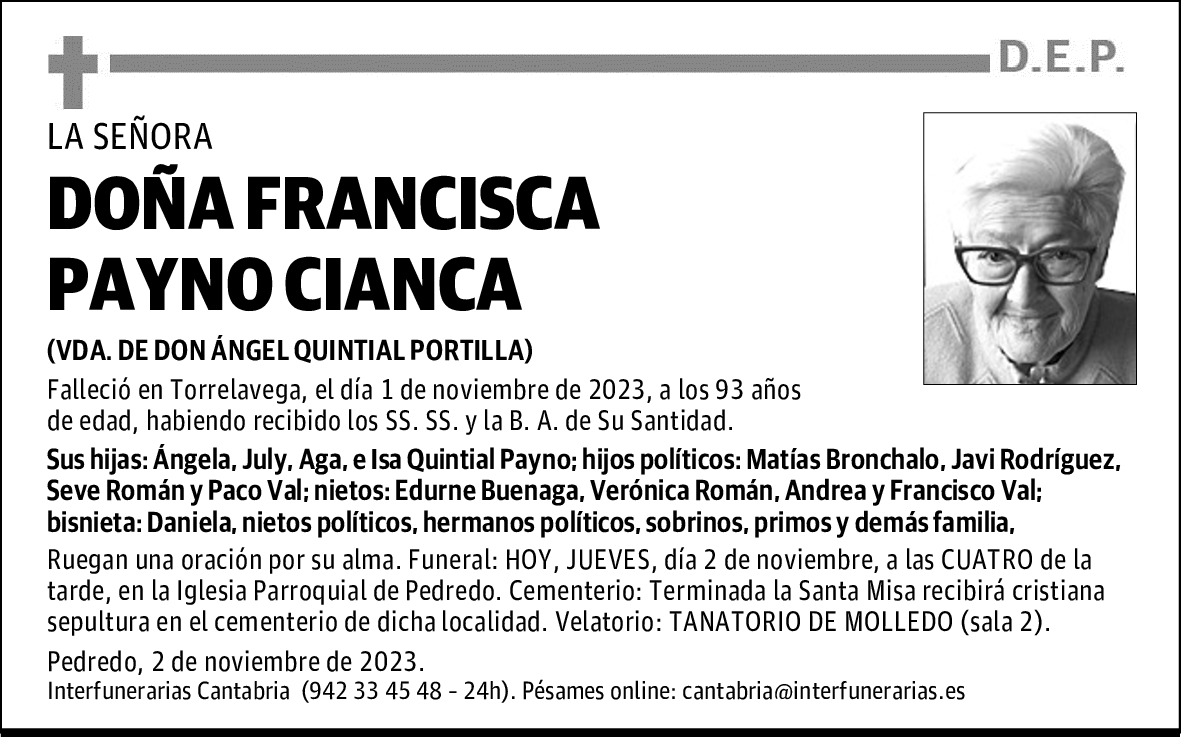 DOÑA FRANCISCA PAYNO CIANCA