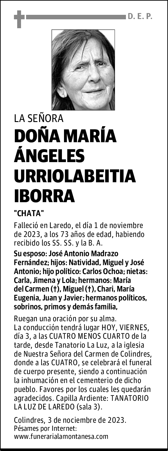 DOÑA MARÍA ÁNGELES URRIOLABEITIA IBORRA