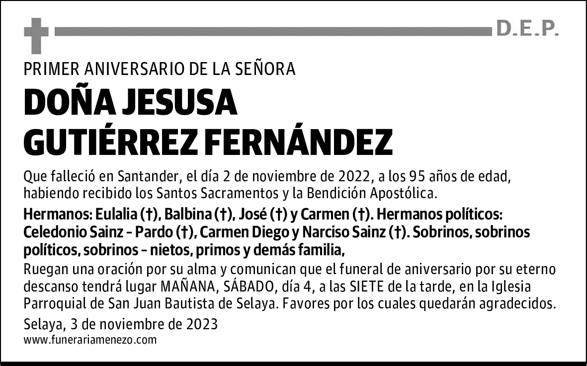 DOÑA JESUSA GUTIÉRREZ FERNÁNDEZ