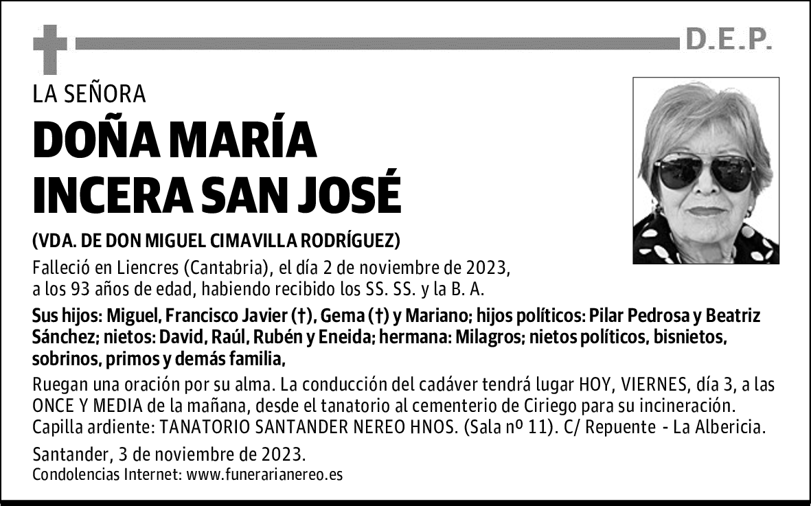 DOÑA MARÍA INCERA SAN JOSÉ