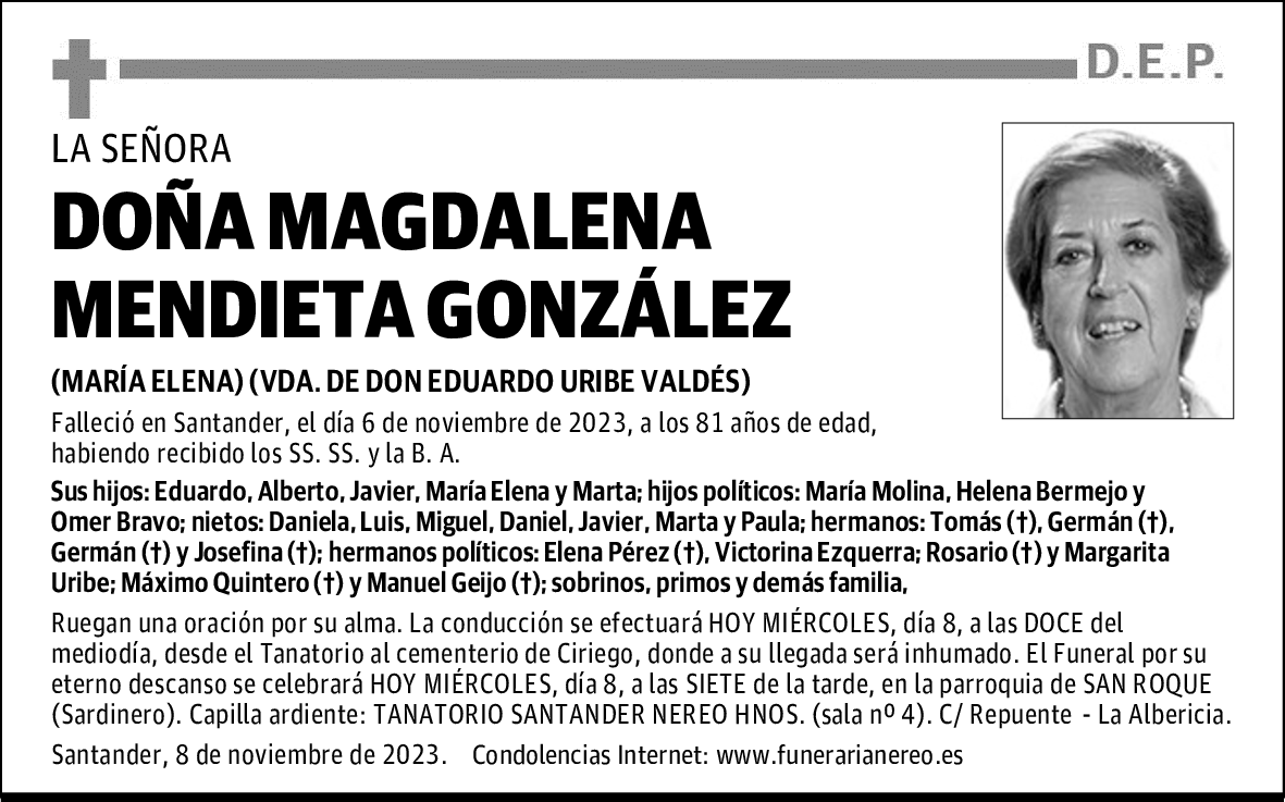 DOÑA MAGDALENA MENDIETA GONZÁLEZ