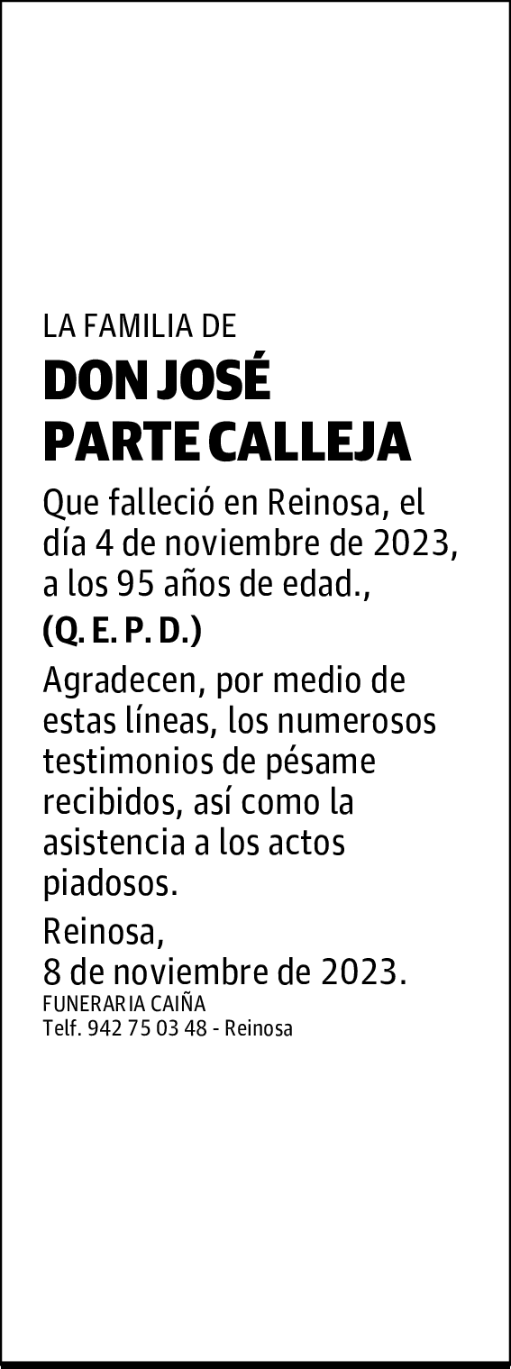 DON JOSÉ PARTE CALLEJA