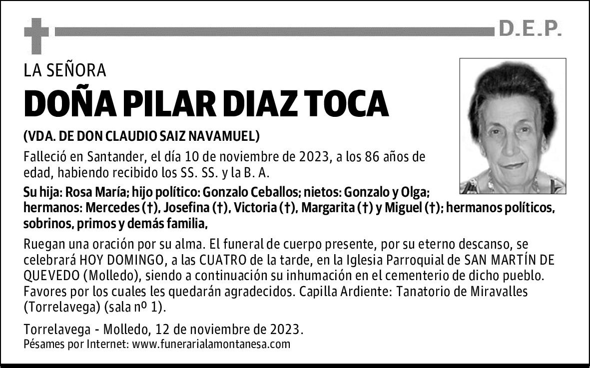 DOÑA PILAR DIAZ TOCA