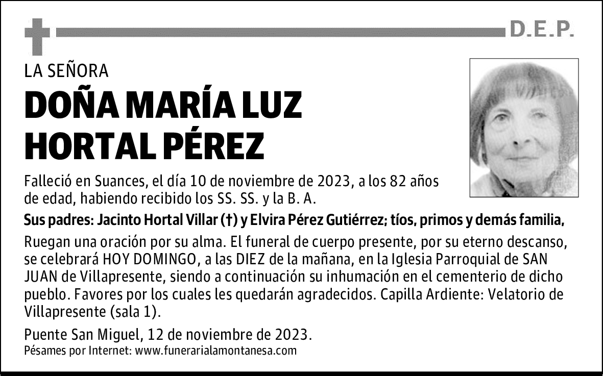 DOÑA MARÍA LUZ HORTAL PÉREZ