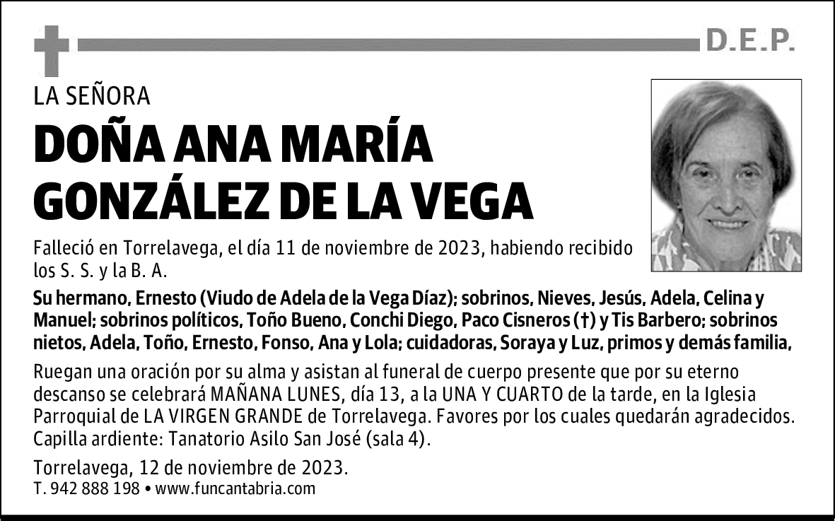 DOÑA ANA MARÍA GONZÁLEZ DE LA VEGA