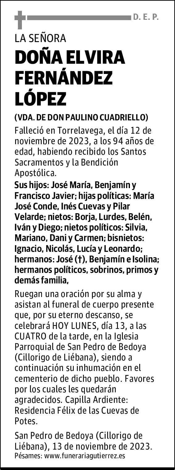 DOÑA ELVIRA FERNÁNDEZ LÓPEZ