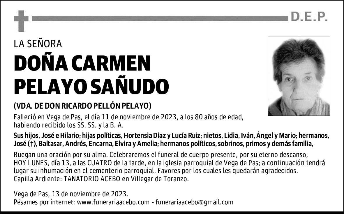 DOÑA CARMEN PELAYO SAÑUDO