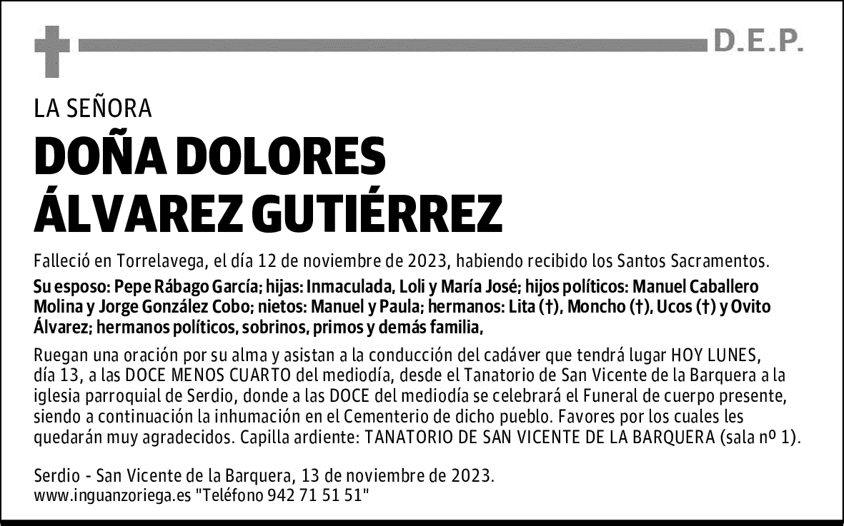 DOÑA DOLORES ÁLVAREZ GUTIÉRREZ