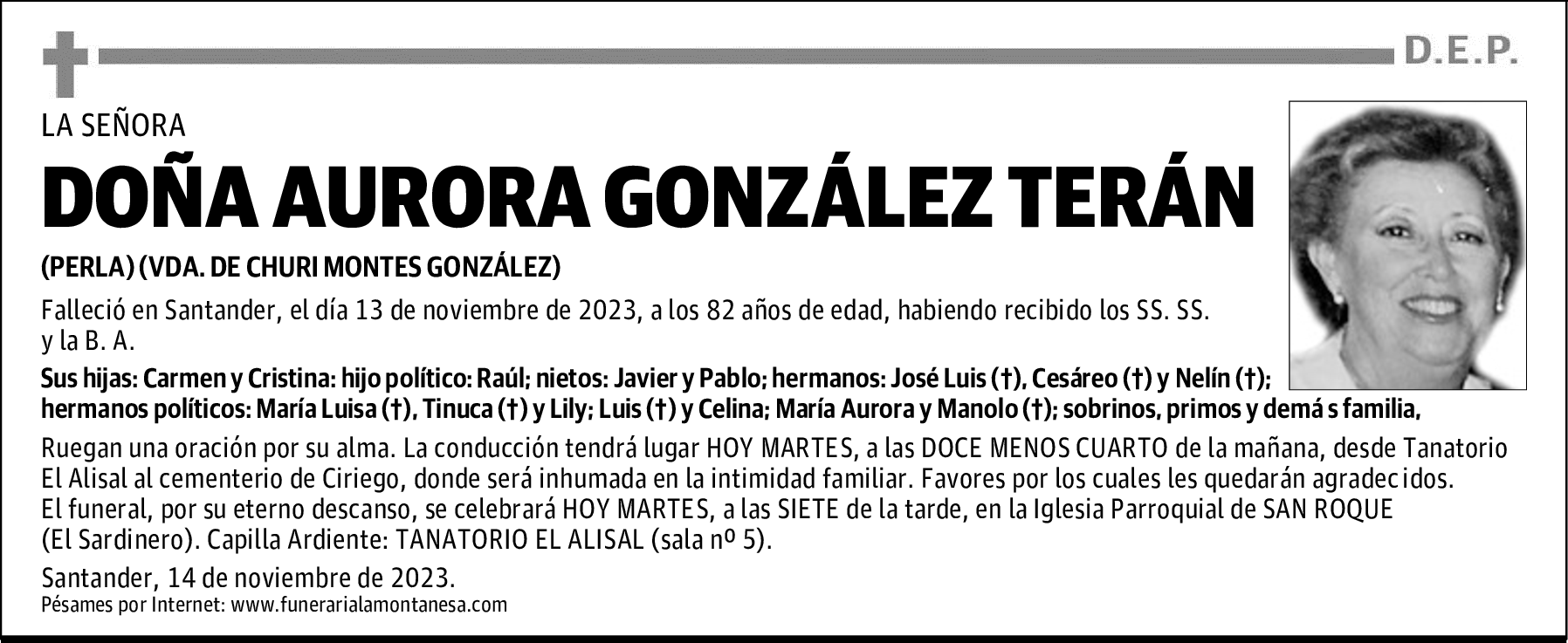DOÑA AURORA GONZÁLEZ TERÁN