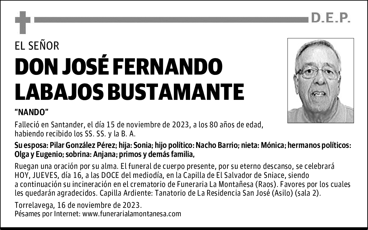 DON JOSÉ FERNANDO LABAJOS BUSTAMANTE