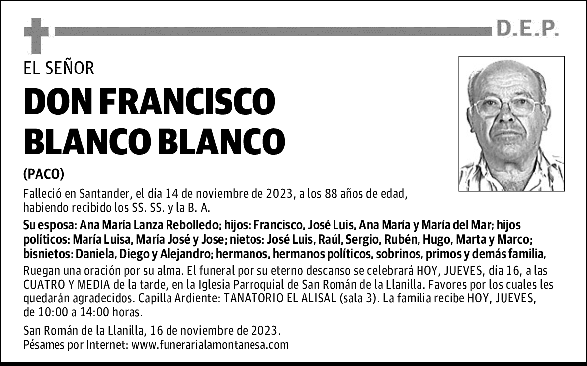 DON FRANCISCO BLANCO BLANCO