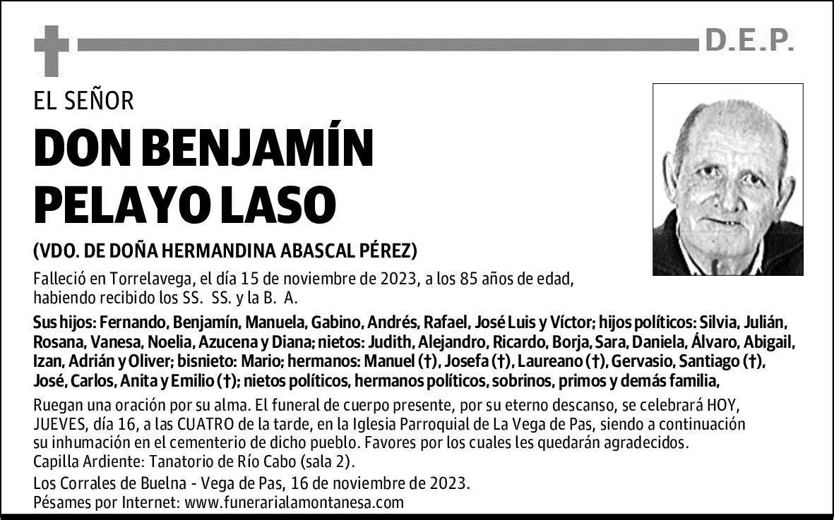 DON BENJAMÍN PELAYO LASO